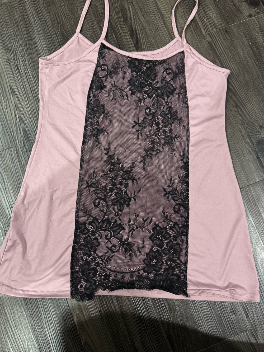 Lace-Panel Pink Chemise Slip Nightdress